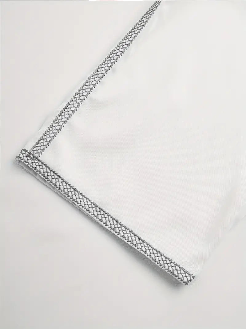Moroccan Elegance Thobe – Silver Embroidered