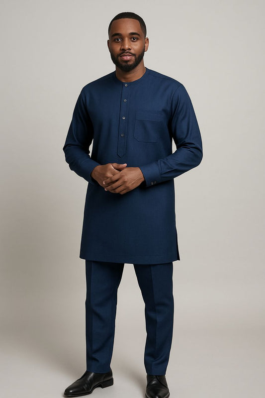 Men’s 2-Piece Solid Color Co-ord Set – Button-Up Long Sleeve Shirt & Matching Pants