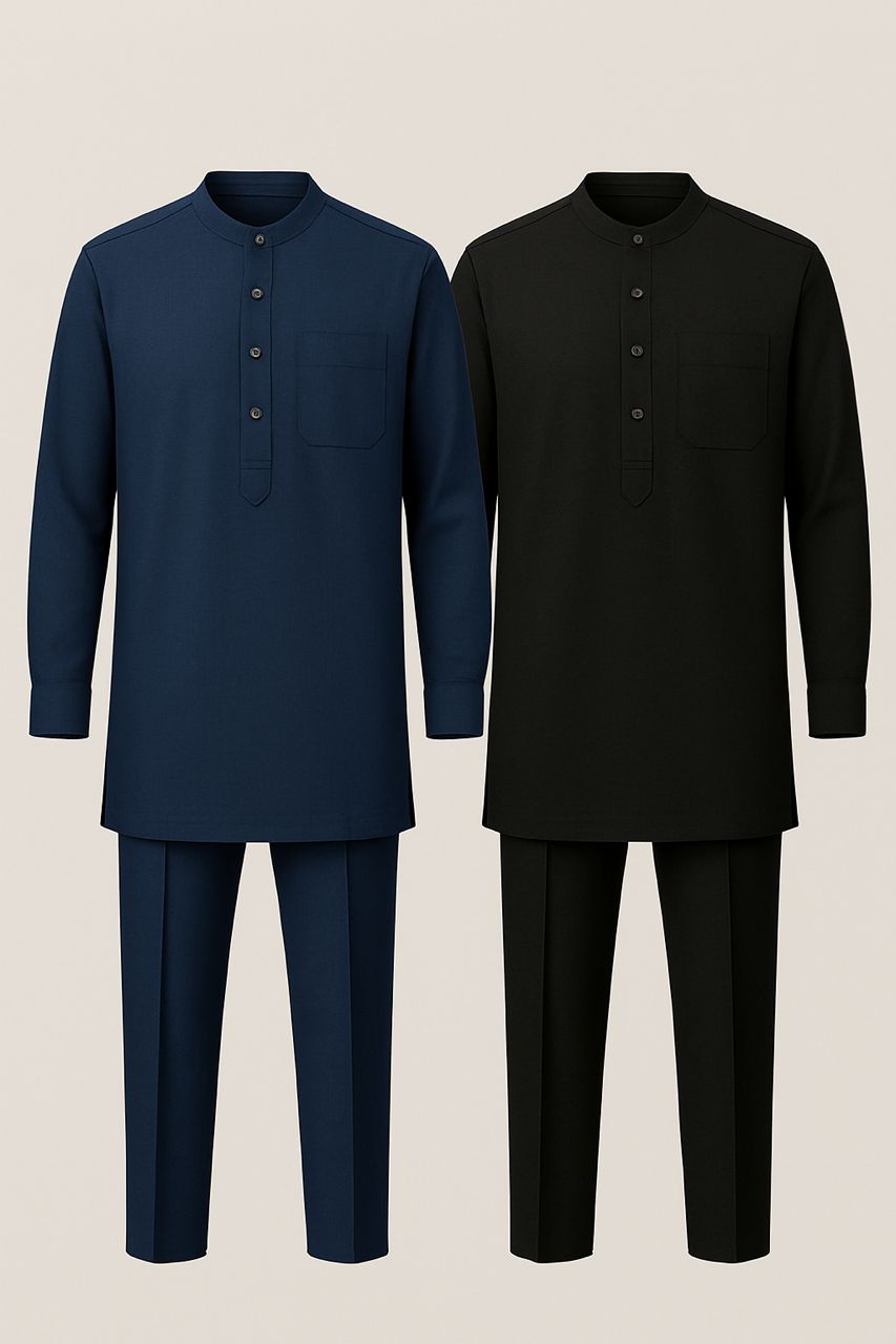 Men’s 2-Piece Solid Color Co-ord Set – Button-Up Long Sleeve Shirt & Matching Pants